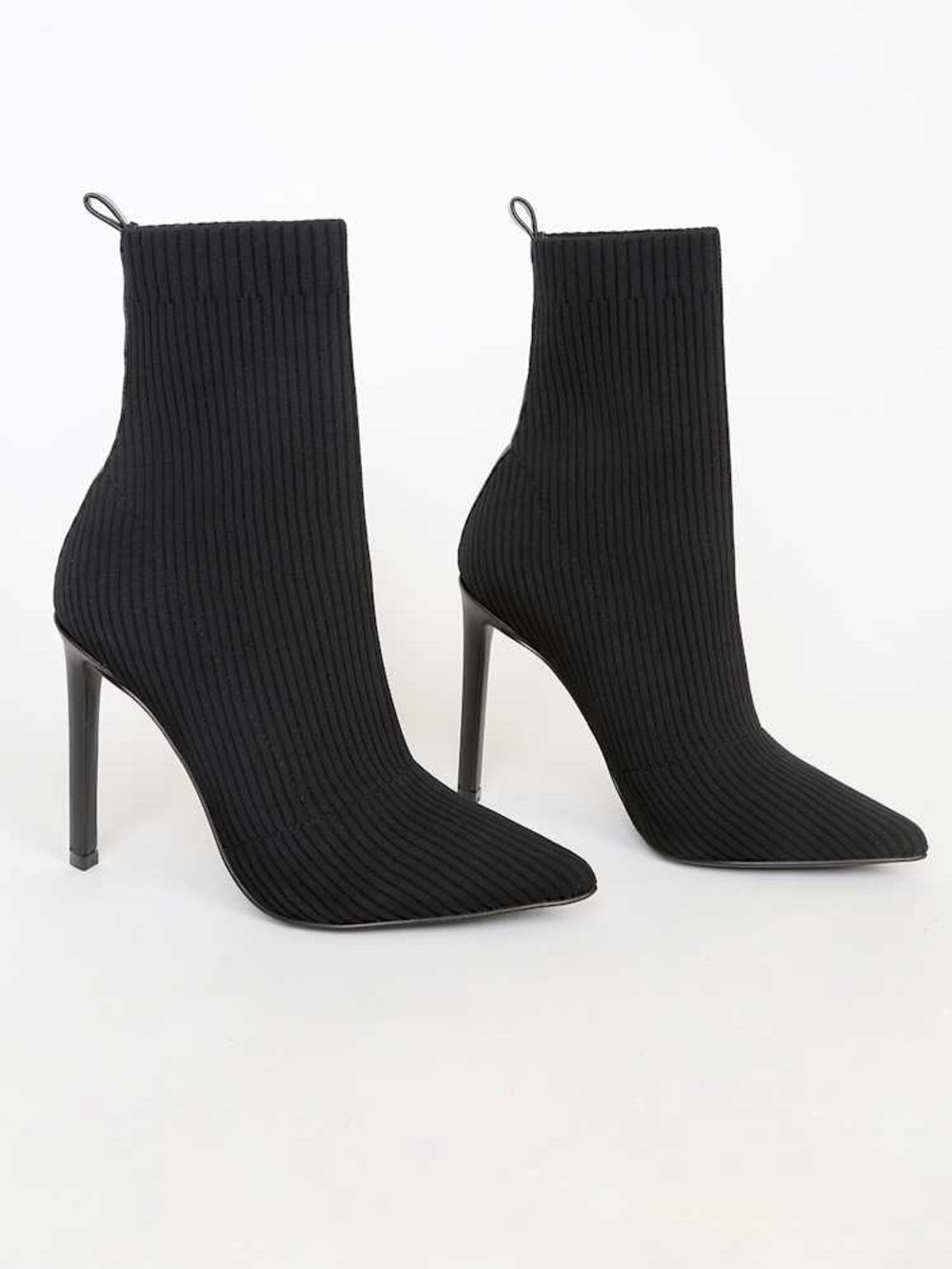 Steve Madden Dianne Ribbed Sock Pointed Ankle Boots
